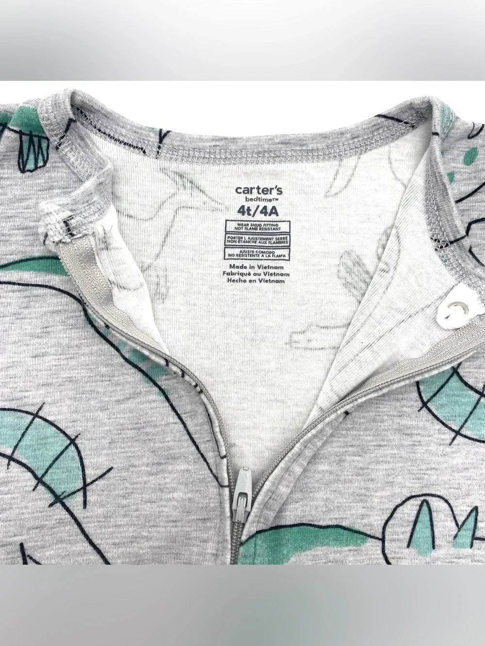 Carter’s Toddler Boy Pajamas Dinosaur Print Snug Fit 100% Cotton Heather Size 4T
